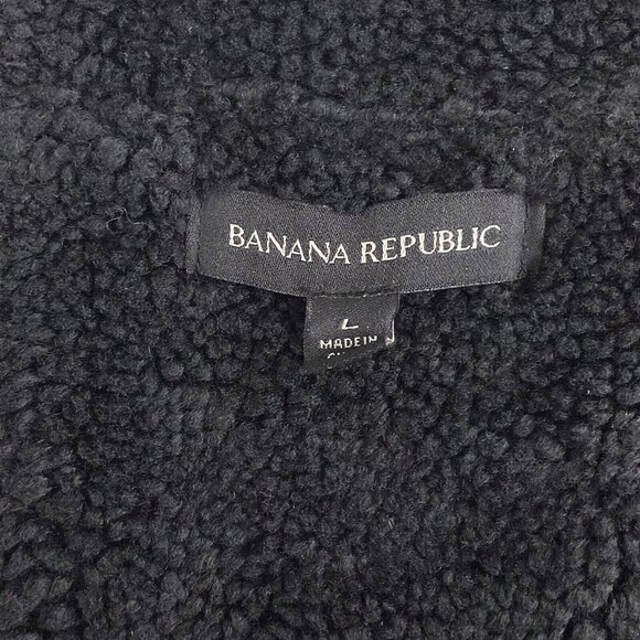 Banana Republic Sweater Vest Mens Large Gray Knit Zip Wool Nylon Sherpa Classic - Picture 5 of 9